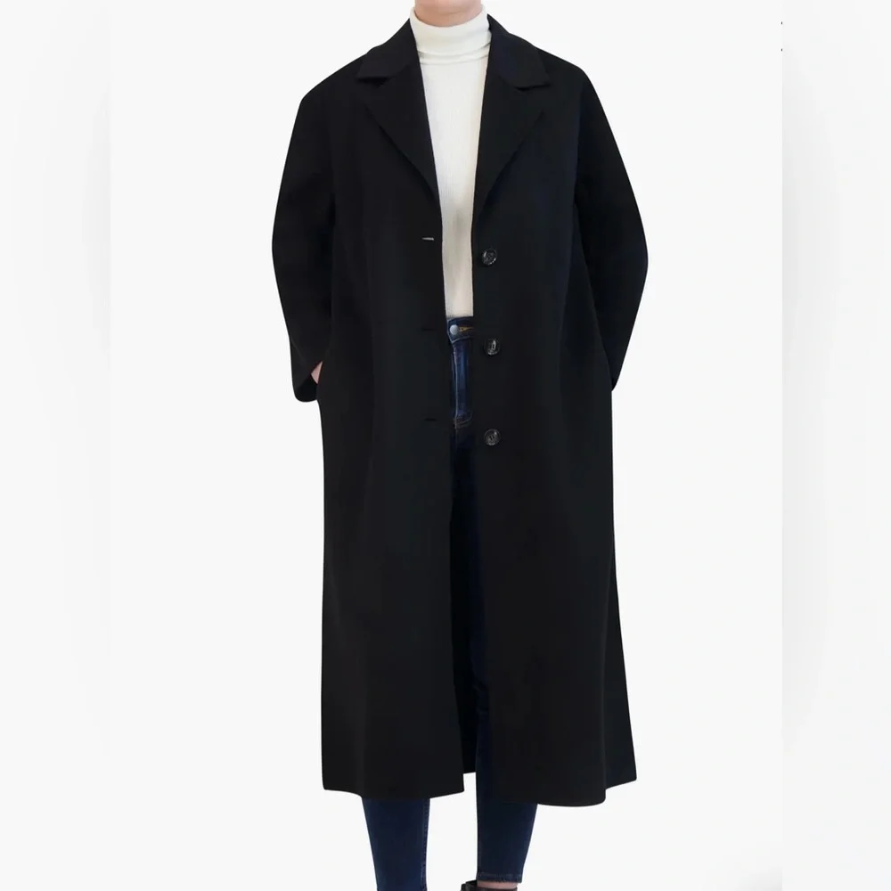 Rebecca Minkoff Relaxed Double Face Black Wool Blend Coat-M - Picture 3 of 11